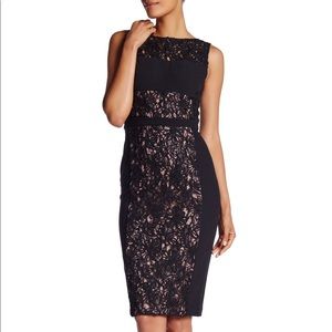 Black Halo Wyatt Lace Sheath Illusion Dress